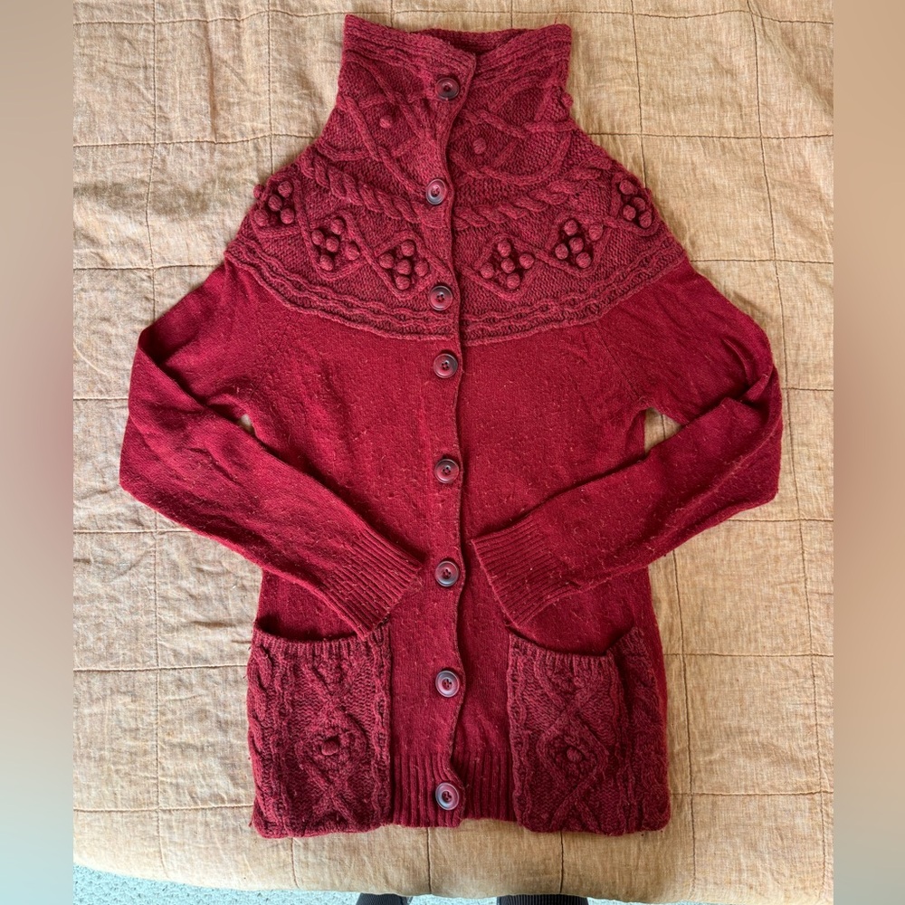 Anthropologie red cardigan sweater